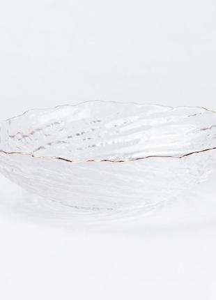 Тарілка глибока скляна ø20 см для сервірування столу прозора салатниця супниця піала