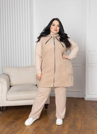 Жилет жіночий, букле-баранчик на флісі, 2-5xl великий розмір, кольри