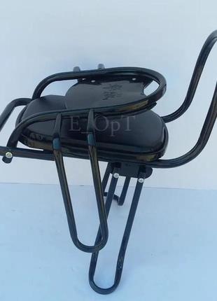 Крісло дитяче (трубчате)велосипедне на багажник зі складною спинкою чорне4 фото