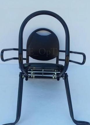 Крісло дитяче (трубчате)велосипедне на багажник зі складною спинкою чорне3 фото