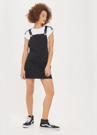 Джинсовый сарафан topshop moto bib pocket pinafore dress - s