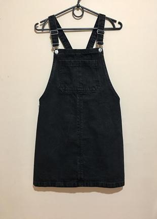 Джинсовий сарафан topshop moto bib pocket pinafore dress — s3 фото