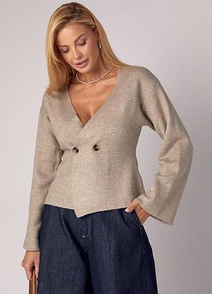 Жіночий кардиган на ґудзиках із розширеними рукавами - меланж цвет, s (є розміри)