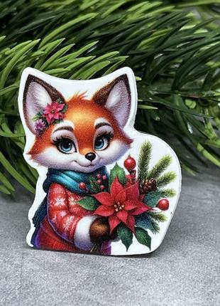 Пластиковый декор (кабошон) лисичка - размер 3,5*4 см, поштучно., ассорти