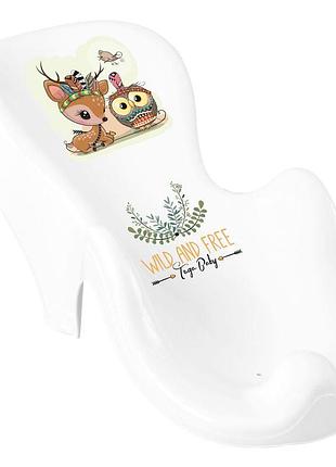 Гірка для купання tega wild & free anti-slip baby bath seat little deer dz-003-103-jelonek white / pink (білий / рожевий)
