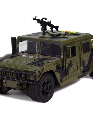 Військовий джип позашляховик hummer іграшковий хаммер зі звуком і світом фар 1:16 автопром