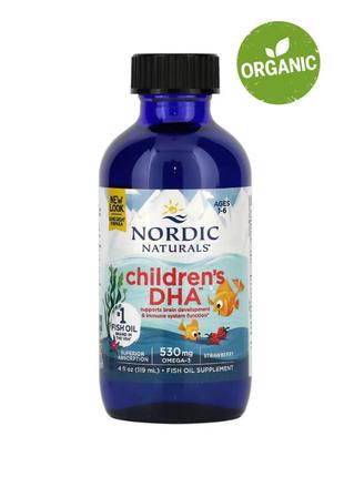 Nordic naturals, children's dha, дгк для дітей від 1 до 6 років, риб'ячий жир, омега-3, полуничний смак, 119 мл