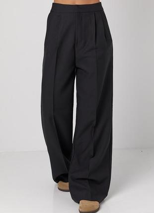 Класичні жіночі штани-палаццо зі стрілками - чорний цвет, l (є розміри)