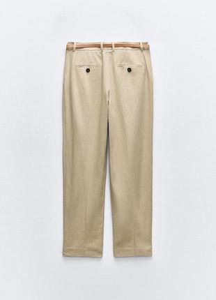 Прямые брюки на основе льна с ремнем6 фото