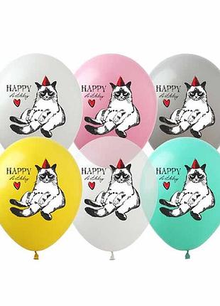 Кульки pelican 12" (30 см) "happy birthday, коте!" 828498 різнобарвний pelican (828498)