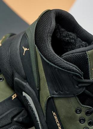 Зимові кросівки хакі чоловічі шкіряні з хутром,напівчеревики олива натуральна...