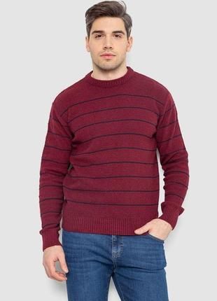 Свитер мужской в полоску, цвет бордовый, 161r1057