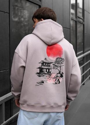 Худі з принтом на спині staff red sun oversize fleece