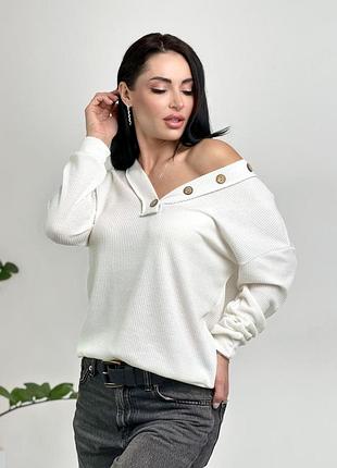 Гарний жіночий піввер базовий класичний піввер з ґудзиками для повних жінок светр з вирізом теплий для повних жінок