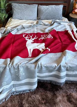 Двухсторонний плед рождество 150х200 см (хлопок и акрил)