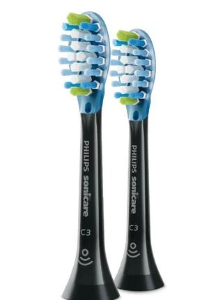 Насадка для зубной щетки philips sonicare c3 premium plaque control hx9042-33 2 шт черная