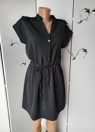 Сукня-сорочка жіноча на поясі-шнурку select чорна