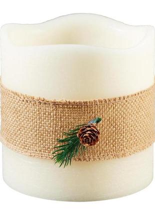 Светодиодная восковая led свеча livarno home ø 15 х 15 см, с таймером, пультом, беспламенная