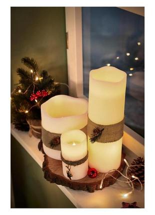 Светодиодная восковая led свеча livarno home ø 15 х 15 см, с таймером, пультом, беспламенная