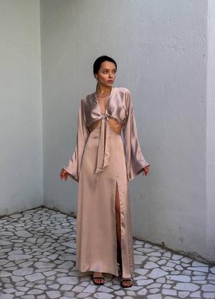 Шелковое платье с разрезом 3