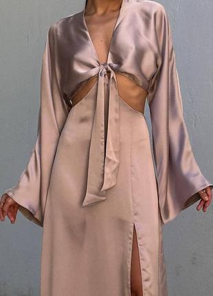 Шелковое платье с разрезом 6