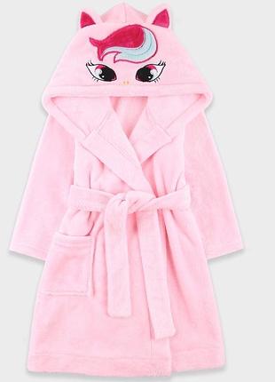 Халат махровий рожевий для дівчинки 122-140 см (6-10 років).