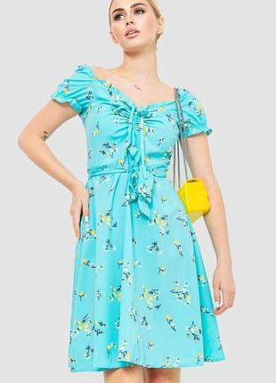 Сукня софт з квітковим принтом, колір бірюзовий, 230r1006