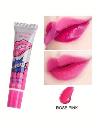 Акция!!! тинт - пленка для губ wow long lasting lip color waterproof rose pink 15мл