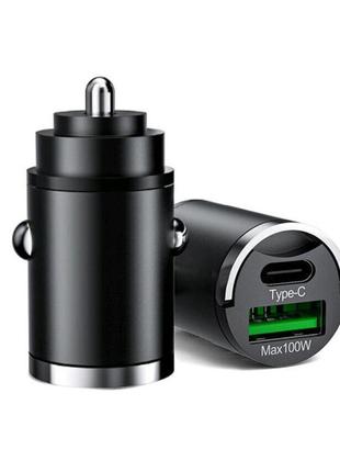 Автомобильное мини зарядное устройство usb type-c в прикуриватель. автомобильная быстрая зарядка usb type-c