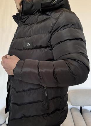 Куртка мужская зимняя до -20° теплая черная пуховик зимний мужская куртка оверсайз со съемным капюшоном