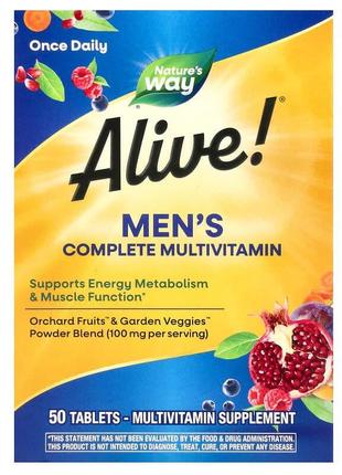 Комплекс вітамінів та мінералів для чоловіків nature's way men's energy multivitamin alive! 50 таблеток