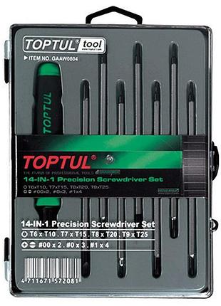 Набір викруток для точних робіт 14 в 1 toptul (t5-t20,ph,sl)