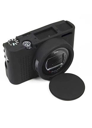 Захисний силіконовий чохол з кришкою puluz dca1585b для фотоапаратів sony rx100 vii/rx100 m7 - чорний