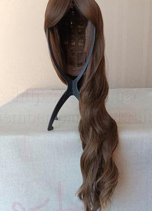 Длинный темный парик, волнистый, термостойкий, с челкой, парик, новый