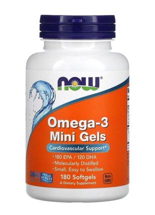 Now foods, омега-3 у міні-капсулах, 180 мг епк / 120 мг дгк, 180 капсул