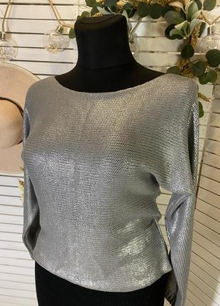Вязаный свитер металлик с напылением