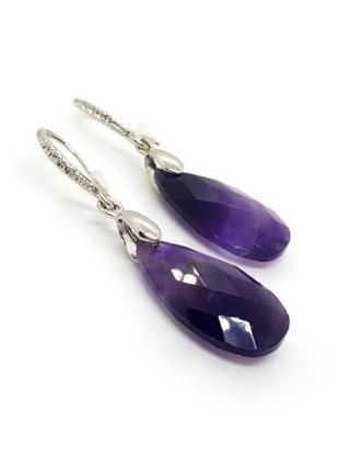 💜✨ шикарные серьги натуральный граненый аметист