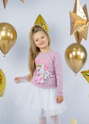 Красивый праздничный костюм для девочек с единорожкой и фатиновой юбкой, комплект фатиновая юбка и джемпер