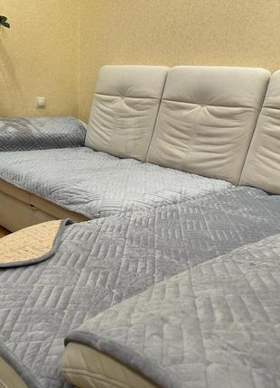 Велюровые накидки на диван и два кресла цвет капучино размер 90х160см -2шт и 90х210см-1шт