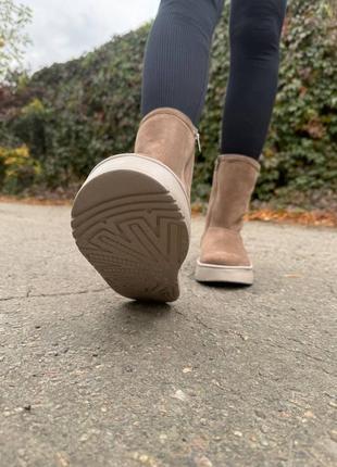 Угги женские высокие зимние бежевая шоре натуральная итальянская замша ugg уги ботинки сап...