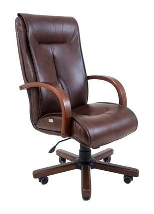 Офісне крісло керівника richman boston vip wood m3 multiblock натуральна шкіра lux італія коричневий