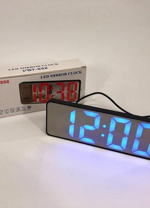 Електронний настільний led годинник від usb vst-898-5 з будильником і термометром, настільний годинник light6 фото