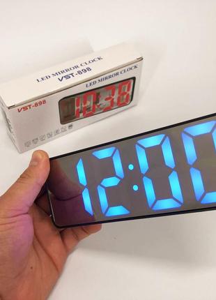 Електронний настільний led годинник від usb vst-898-5 з будильником і термометром, настільний годинник light10 фото