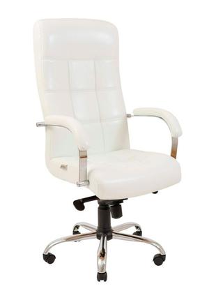 Офісне крісло керівника richman virginia vip хром m2 anyfix натуральна шкіра lux італія білий
