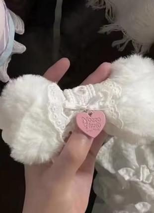 Заколка кость плюш с ангельскими крыльями готика лолита