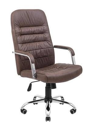 Офісне крісло керівника richman lion ameli хром m3 multiblock кавовий