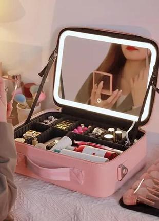 Дорожная косметичка-чемоданчик с led зеркалом9 фото