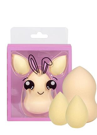 Набір спонжів для макіяжу 3 в 1 у футлярі "олень" та "заєць"