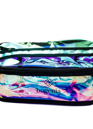 Косметичка прозора з ручкою bogenia holographic