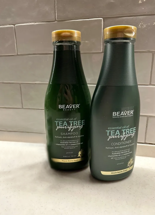 Набор для жирных волос beaver essential oil tea tree purifying: шампунь730 мл,кондиционер 730 мл